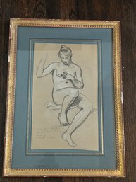 Elihu Vedder (1836-1923)  Modern 1920s - Black Crayon And White - Framed