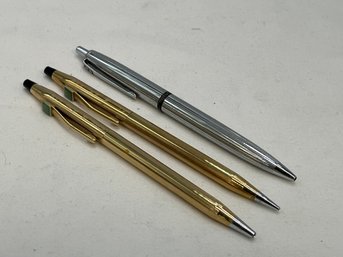 Trio Of  Quality Pencils And Pens - Cross 10K Gold Filled And Papermate