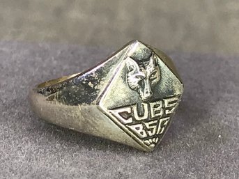 Very Cool Rare Sterling CUB SCOUTS / Boy Scouts / BSA Ring - Size 4 - Needs Polishing - Pretty Rare Find