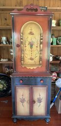 Beautiful Antiqued Cabinet - Hand Painted- 1 Drawer, Upper & Lower Cabinets - Some Adjustable Shelves