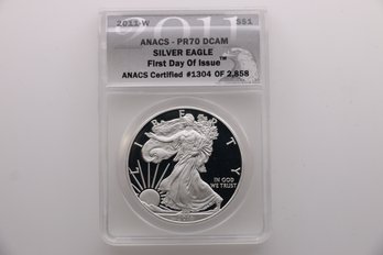 2011 W Anacs Pr70 Dcam First Day Issue Silver .999 Eagle One Ounce Coin Limited Edition