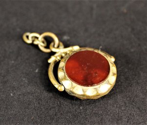 Victorian Gold Filled 'flip' Fob Carnelian And Striped Agate