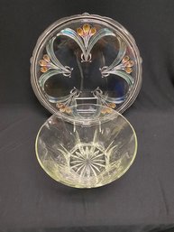 Two Glass Serving Pieces