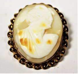 Antique Hand Carved Shell Cameo Brooch Victorian