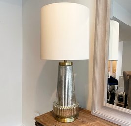 An Elegant Modern Mercury Glass And Brass Accent Lamp