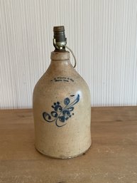 A.B. Wheeler And Co.  Boston, Massachusetts, Stoneware Merchant Jug Crock Lamp