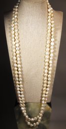 Very Fine 60' Long Strand Of Genuine Cultured Pearls