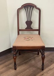 Antique Wooden Floral Needle Point Chair