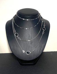 Sarah Coventry Versatile Silver Tone Necklace/ Belt With Black Cabocon Accents