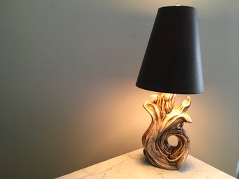 VINTAGE MID CENTURY MODERN CERAMIC TREE DRIFTWOOD TABLE LAMP