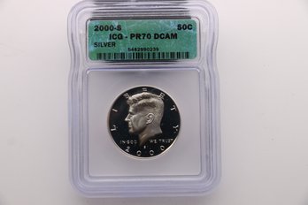 2000 S Kennedy Proof Silver Half Dollar ICQ Pr70 Dcam Coin