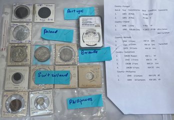 Coins From Portugal, Poland, Bermuda, Switzerland And Philippines