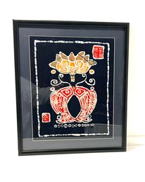 Framed Beautiful Batik Lotus Flower/Koi Fish Fabric