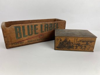 Vintage Pabst Advertising Box And Canco Biscuit/Candy Tin