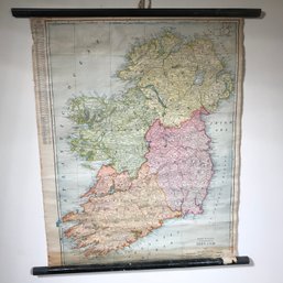 Fabulous Antique Map Of Ireland 1989 - Rand Mc Nally - Roll Up Type - AMAZING PIECES - Good Colors - WOW !