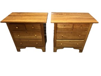Pair Of Hitchcock Natural Cherry Nightstands