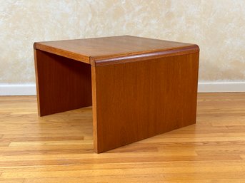 A Nearly-Square Vintage Modern Waterfall Side Table In Teak