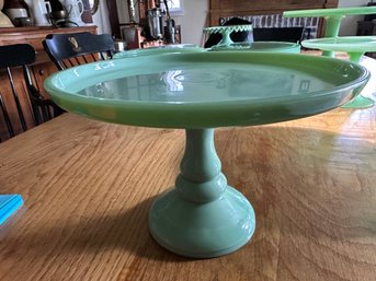 Jadeite Pedestal Cake Dish With Lip