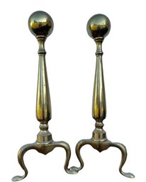 Brass Ball Top Andirons Fireplace Log Holders  - Puritan