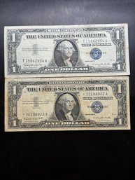 2 $1 Silver Certificates 1957-A, 1957-B