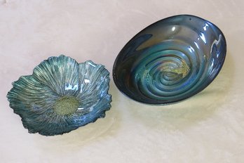 Eye Catching Flower Shaped And Oval Teal Colored Bowls