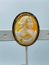 Antique Double Face 'twins' Carved Cameo Brooch/ Pendant 10k Yellow Gold