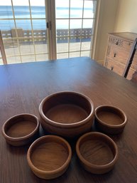 Vintage Teak Bowls Set By Dolphin.