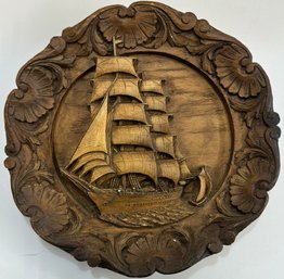 Carved Ship Plaque