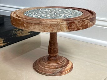 An Exotic Hard Wood And Tile Plant Stand