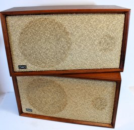 High Quality Vintage SMG Speakers In Wood Enclosures - Comparable To Acoustic Research AR-3s - Nice Warm Sound