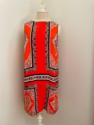 Anthropologie Maeve Women's Silk Canna Scarf Print Sleeveless Shift Dress, Size 10