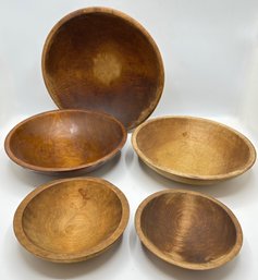 5 Vintage Wood Bowls, 1 By Munising