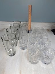 Assorted Beverage Glasses 10 Cut Crystal Rocks, 4 Cut Crystal Collins, 4 Beer Glasses No Chips