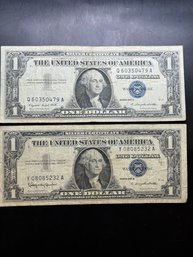 2 $1 Silver Certificates 1957-A, 1957-B