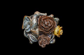 Vintage Ring With Roses And Bird