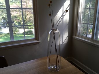 VINTAGE TALL BELL JAR SHAPED GLASS VASE