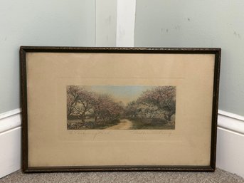 Antique Wallace Nutting 'The Beckoning Road' Pencil Signed Framed Print