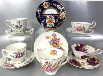 A Group Of 6 Porcelain And Bone China Cups And Saucers