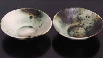 GORGEOUS SET OF MID CENTURY MODERN GREEN GLAZED CERAMIC BOWLS FROM Israel  BY DAN HARSA