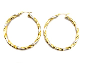 Vintage Sterling Silver Vermeil Two Toned Twisted Hoop Earrings