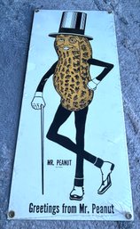 Vintage ANDY ROONEY Porcelain Mr. Peanut Advertising Sign