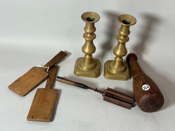 ANTIQUE CANDLESTICKS AND PRIMITIVES