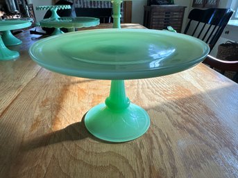 Pedestal Jadeite Cake Dish With Designed Base