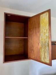Mid-Century Wall Cabinet With Amber Plastic Decorative Panel