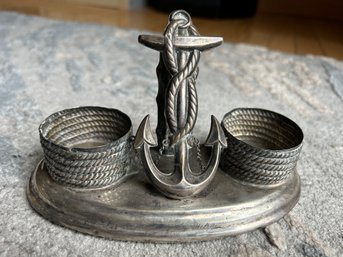 Fine Antique Late 19th Century 750 Silver MERCHEANT MARINE  BOAT ANCHOR RING TRINKET TRAY