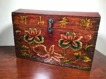 Wonderful Antique Chinese Trunk / Box - From Lillian August - Paid $150 25 Years Ago - Nice Colors - WOW !