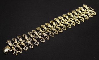 Signed Emmons Gold Tone Fancy Link Costume Bracelet