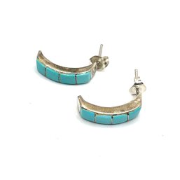 Vintage Sterling Silver Turquoise Color Earrings