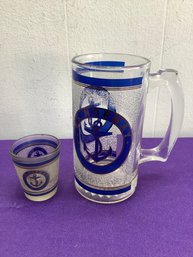 Blue Designed Ss Norway Mug And Shot Glass