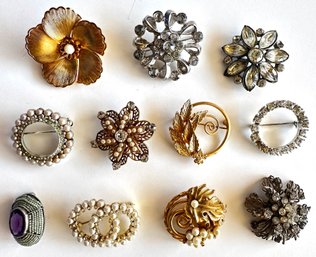 11 Vintage Brooch Pins